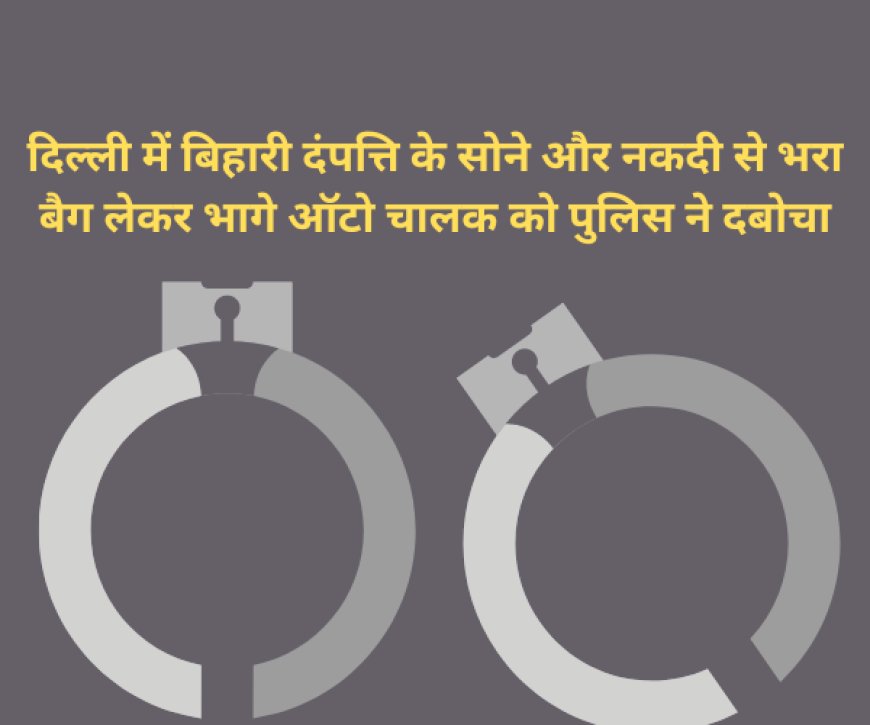 दिल्ली में बिहारी दंपत्ति के सोने और नकदी से भरा बैग लेकर भागे ऑटो चालक को पुलिस ने दबोचा